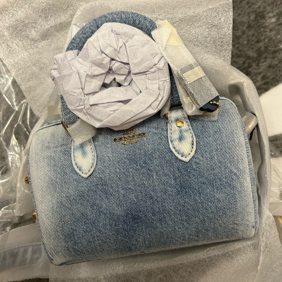 Mini Rowan Crossbody Bag In Loved Denim With Charms - Picture 2 of 4